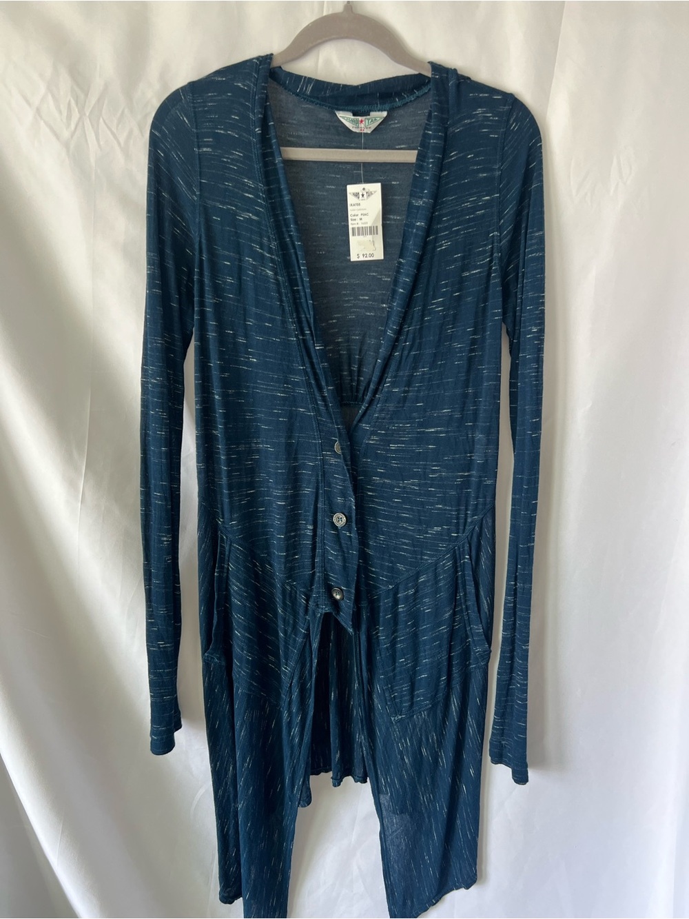 NWT Women’s HARD TAIL Blue Heathered* Dragonfly Flowy Duster Cardigan